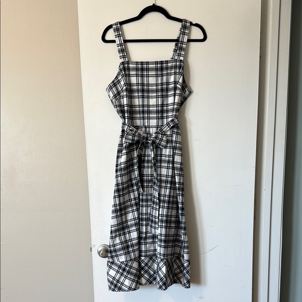 Ann Taylor plaid tank dress white black NWT